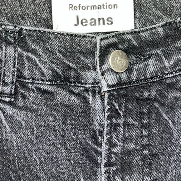 Reformation Liza High Waist Straight Leg Crop Jeans Faded Black Wash Sz 26 - Picture 4 of 10